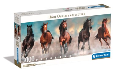 Clementoni Panoramic Puzzle 1000 Pieces + Poster: Horses