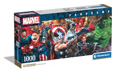 Clementoni Marvel Panorama Puzzle - 1000 Pieces - Adult Jigsaw Puzzle, Poster Included, Marvel Puzzle, Superhero Puzzle, Panoramic Puzzle, Fun for Adults, Made in Italy, 39877