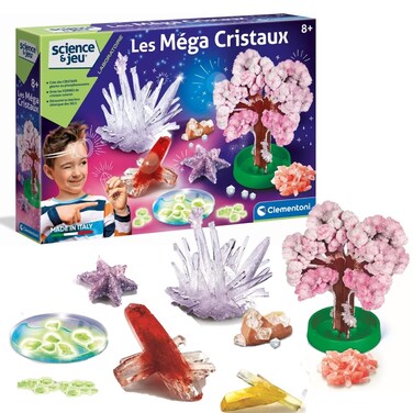 Clementoni - Science Mega Crystals-Scientific Game-French Version, Made in Italy, 8 Years and More, 52490, Multicoloured, 45.2 x 7 x 31 cm