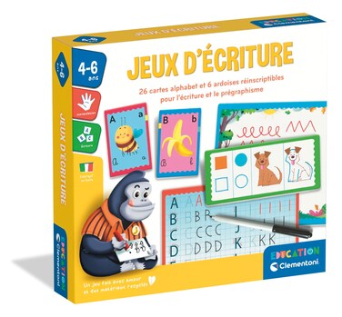 Clementoni Contains 26 Alphabet Drawing Cards + 2 Slates for Graphics + 1 Erasable Felt Tip Pen + 1 Sponge + 1 Game Guide   4 Years   52803, Multi-Coloured