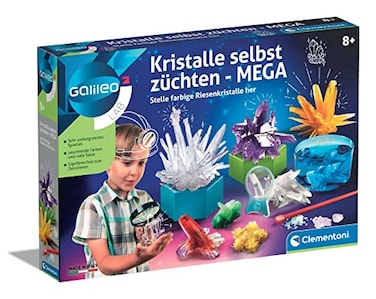 Clementoni Galileo Lab - Grow Crystals Mega, Experiment Box for Children from 8 Years, Colourful Experiments for Children's Room, Clementoni 59130