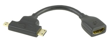 GE HDMI Adapter, Mini HDMI and Micro HDMI Pigtail Adapter, Full HD 1080P, 4K Ultra HD, for TVs, Monitors, Projectors, Works with All Brands, Black, 33587