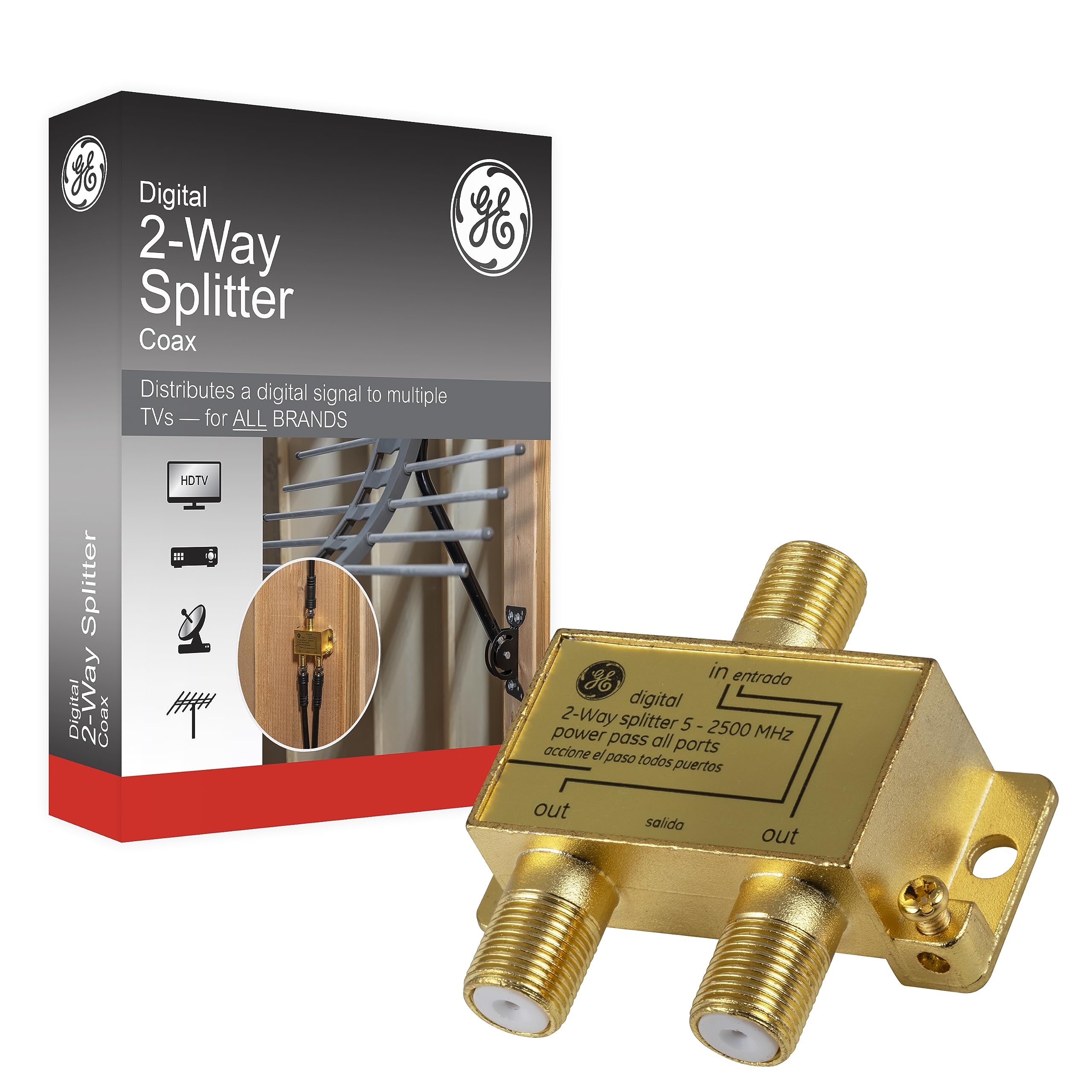 ge Ge 2-way Coaxial Cable Splitter 2.5GHz