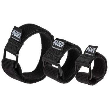 Klein Tools 450-600 Cable Organizer, Hook and Loop Cinch Strap Cable Ties, Includes Two 6-Inch, Two 8-Inch and Two 14-Inch Straps, Black