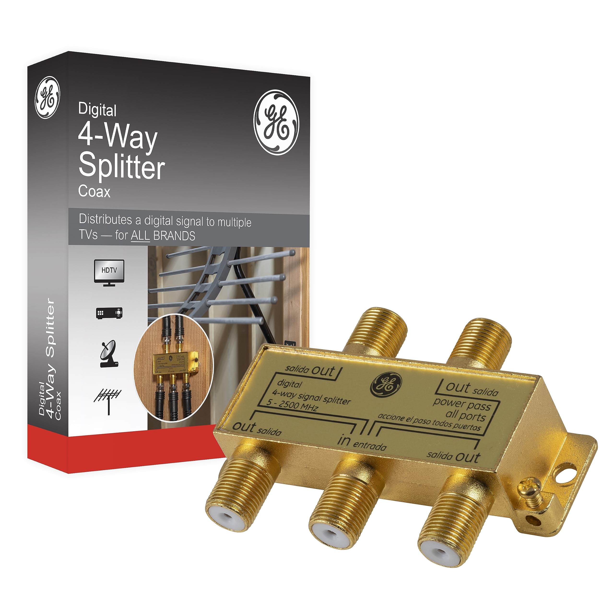 ge Ge 4-way Coaxial Cable Splitter