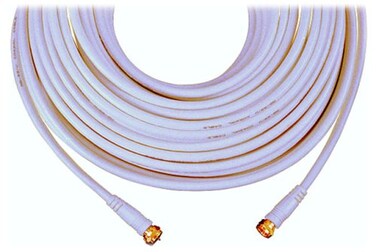 GE 23274 RG59 Coaxial Video Cable with F-Plugs at Each End (White, 6 Feet)