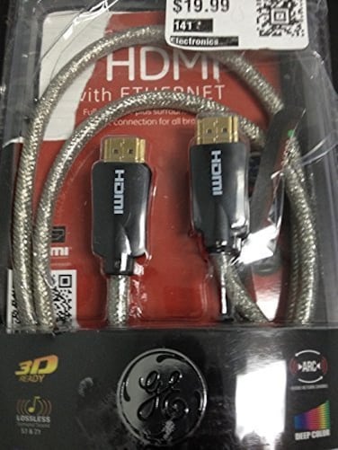 GE Ultra Pro Series High Speed 3' HDMI Cable with Ethernet (3ft, Clear) 24503
