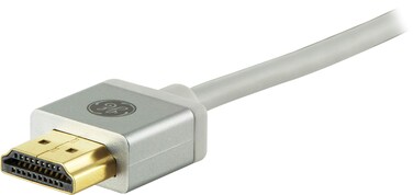 GE UltraPro HDMI Cable, High Speed, Ethernet, 8ft. HDMI Cord, 4K Ultra HD, Full HD 1080P, 10.2Gbps Data Transfer, Works with HDTV/Cable/Game Consoles/Blu-Ray, Gold Plated Connectors, Silver, 33510