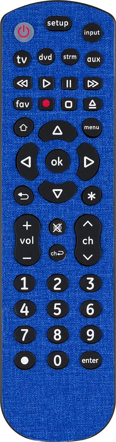 GE Universal Remote for Samsung, Vizio, LG, Sony, Sharp, Roku, Apple TV, TCL, Panasonic, Smart TVs, Streaming Players, Blu Ray, DVD, 4 Device, Blue, 46577, Cobalt Blue