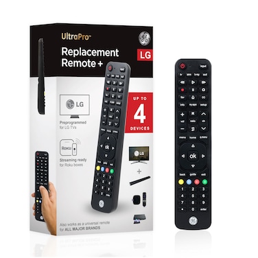 GE 4-Device Replacement Remote for LG Compatible with LED LCD HD UHD 4K HDR Smart TVs Plus Universal Remote Control Function for Streaming Players, Sound Bars, Blu-ray, DVD, and More, 57818