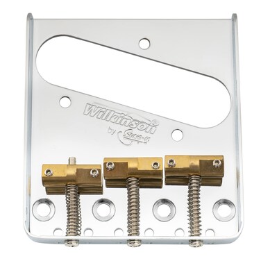 Wilkinson WTB Brass Compensated 3-Saddle Guitar Telecaster Bridge Assembly for Fender Tele Style Electric Guitar Replacement Parts, Chrome