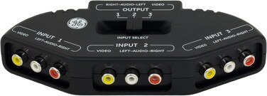 GE 3 Device RCA Switch, 3-Way Splitter Selector for Audio / Video Electronics, for VCR, Video Game Consoles, DVD, Xbox, PlayStation, Nintendo, 73237