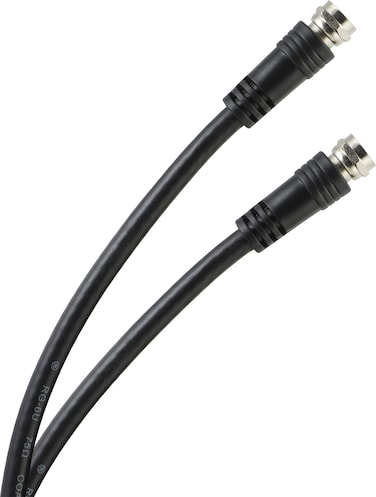 GE RG6 Coaxial Cable, 25ft. F-Type Connectors, Double Shielded Coax, Input Output, Low Loss Coax, Ideal for TV Antenna, DVR, VCR, Satellite Receiver, Cable Box, Home Theater, Black, 27535