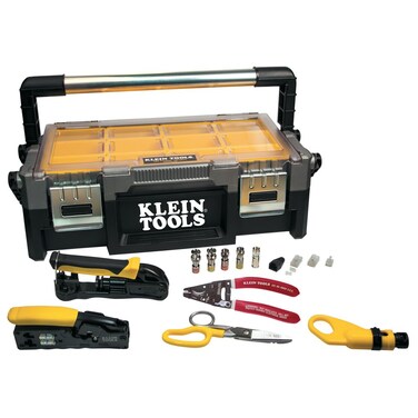 Klein Tools VDV001-833 VDV ProTech Kit with Transport Case, Cable Stripper, Crimper, Compression Connecters, Cable Cutter, Data/Telephone Plugs