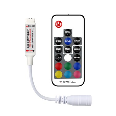 RGBZONE RF Wireless Remote LED Controller, DC 5V/12V/24V for 5050 3528 5630 LED Strip Lights, Mini 4-Pin RF LED Controller