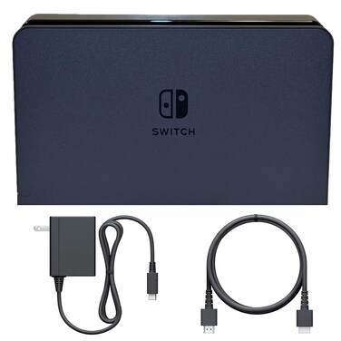 TV Dock Station for Switch and OLED - 3 in 1 Replacement TV Base Docking Station Set with Ethernet LAN Port, Charger, HDMI Cable Accessories (Black)