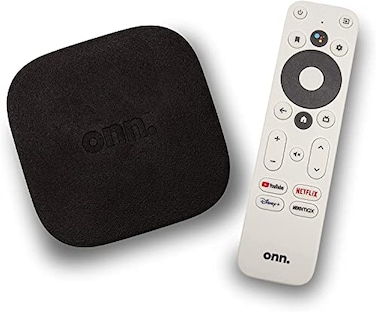 ONN Android TV 4K UHD Streaming Device with Voice Remote Control Google Assistant &amp; High Speed HDMI Cable (100026240) Black