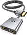 Warrky HDMI Splitter 4K, 1x2 HDMI Display Duplicate/Mirror (Not Extend Different Display), HDMI Splitter 1 in 2 Out [Metal Shell, 3.3 Ft Braided HDMI Cable], USB-C Powered Splitter, Grey-4K UHD