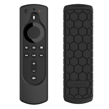 CaseBot Remote Case for All New Fire TV Stick 2020 (3rd Gen) / Fire TV Stick Lite/Fire TV Stick 4K / Fire TV Cube - Anti Slip Silicone Cover for Alexa Voice Remote, Black