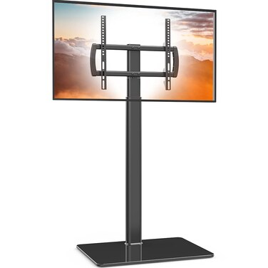 Universal Floor TV Stand with Mount 80 Degree Swivel Height Adjustable and Space Saving Design for Most 27 to 65 inch LCD, LED OLED TVs, Perfect for Corner &amp; Bedroom HT1002B