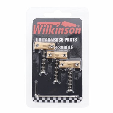 Wilkinson Guitar Bridge Compensated Brass Saddles Set -3pcs Vintage-Style Telecaster Electric Guitar Bridge Saddles - Replacement part for Fender Tele Style