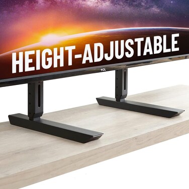 ECHOGEAR Universal Large TV Stand - Height Adjustable Base for TVs up to 77" - Wobble-Free Replacement Stand Works w/Any TV Including Vizio, TCL, Samsung &amp; More - Flat Design Compatible w/Soundbars