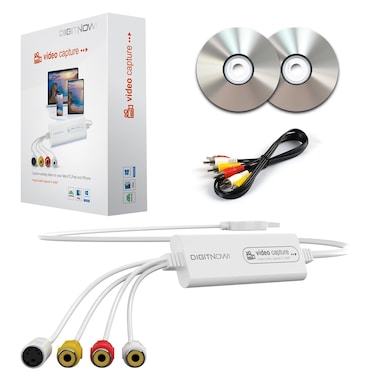 VHS to Digital Converter, USB Video Capture Card, Video Capture Device, RCA TO USB Converter,Convert VHS VCR Hi8 Mini DV to Digital/DVD,For Tape Player Camcorder Camera PC TV,Windows Mac OS Compatible