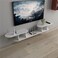 WANLIAN Floating TV Stand Wall Mounted with Power Outlet 55inch, Floating Entertainment Center, Wood Media Console Shelf for Under TV Storage for Living Room Bedroom Office (White)