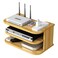 WANLIAN Floating TV Stand 13.03 Inch, 3 Tier Wall Mounted Wireless Router Stand, Double Sided Use, Hidden Cable, Great For DVD Players, TV Boxes, Remote Controls, Wireless WiFi (jl04Cherry wood color)