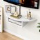 WANLIAN Floating TV Stand Wall Mounted TV Shelf Wood Media Console Entertainment Center Under TV Floating Cabinet Desk Storage Hutch for Home and Office 23inch (White)