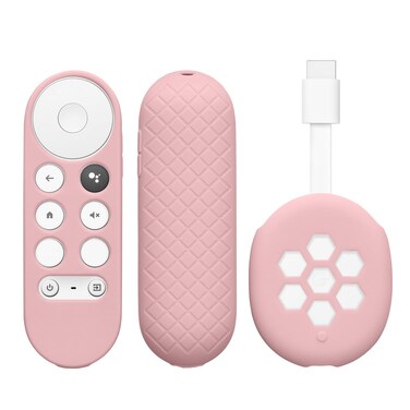 kwmobile Remote Cover Set Compatible with Google Chromecast 2020 4K (not for New-Generation) - Remote and Device Case 2 Piece Set - Dusty Pink