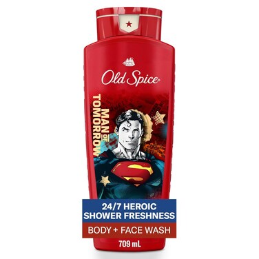 Old Spice Cleansing Body Wash for Men, 3X Defense, 24/7 Shower Fresh with Lasting Scent, 2-in-1 Body &amp; Face Wash, Smell Like a Hero, Superman, Bright Citrus and Cosmos Scent, 24 oz