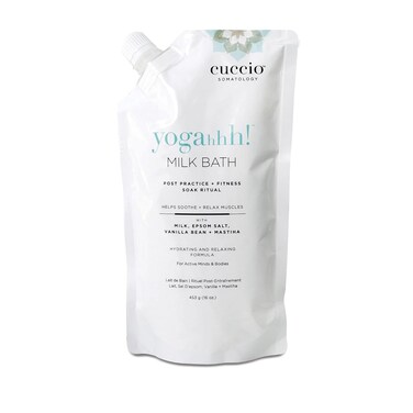 Cuccio Somatology Yogahhh Milk Bath - Restores Moisture to Dry Skin - Draws Out Discomfort from Sore, Swollen Muscles - Removes Excess Sweat from Pores - Exfoliates The Skin - Paraben Free - 16 oz