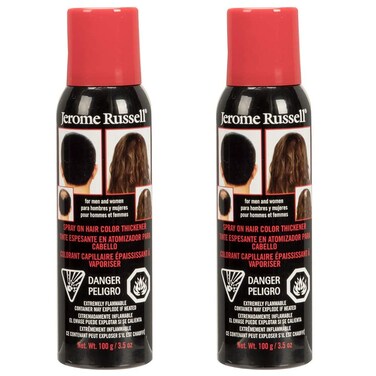 Jerome Russell Spray On Hair Color Thickener Jet Black - Instant Bald Spot Root Cover Up, Hair Thickener Spray for Fine and Thinning Hair, 3.5 oz, 2-Pack