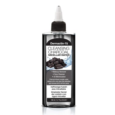 Dermactin-TS Cleansing Charcoal Micellar Water Makeup Remover - Face Cleanser and Oil Minimizer 5.7 Ounce