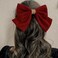 Large Hair Bows for Women Black Hair Bow Big Bow Hair Clip Girl French Barrette with with Velvet Hair Bows Solid Color Ponytail Hair Accessories (Black &amp; Burgundy) (Burgundy)