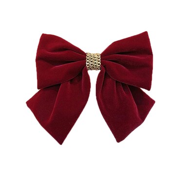 Large Hair Bows for Women Black Hair Bow Big Bow Hair Clip Girl French Barrette with with Velvet Hair Bows Solid Color Ponytail Hair Accessories (Black &amp; Burgundy) (Burgundy)