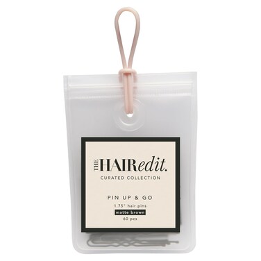 The Hair Edit Pin Up &amp; Go Hair Pins - Matte Brown Professional U-Shaped Hair Styling Pins, 60 Ct