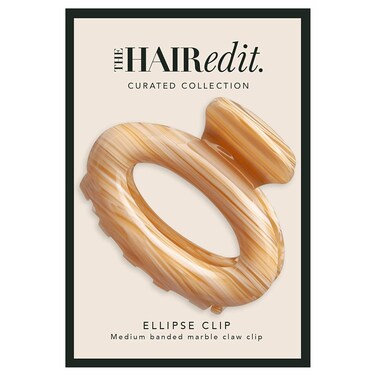 The Hair Edit Ellipse Clip - Oval Shaped Claw Clip in Caramel Striated Marble