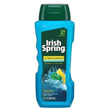 Irish Spring Ultimate Wake Up Tea Tree Face &amp; Body Wash for Men, Moisturizing Body Wash Washes Away Bacteria - 18 Fl. Oz