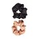 Goody Ouchless Forever Satin Scrunchies - 2 Ct, Brown &amp; Black, 3X Stronger Damage-Free Hold Hair Scrunchies, 16 Strand Inner Core, Hair Accessories for Women &amp; Men, For Medium-Thick Hair