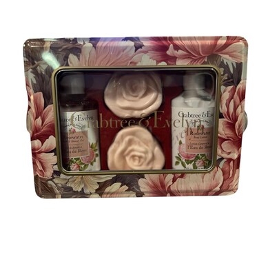 Crabtree &amp; Evelyn 4 Piece Gift Set Tin (4-piece set, Rosewater)