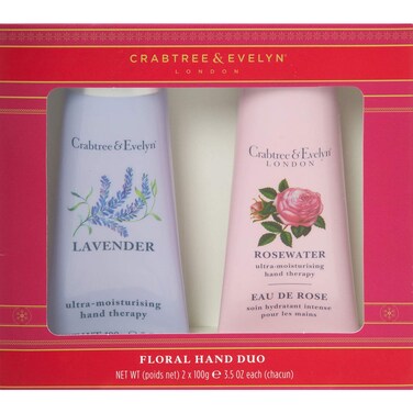 Crabtree &amp; Evelyn Floral Hand Duo - Lavender and Rosewater Ultra Moisturising Hand Therapy 3.5 oz Each