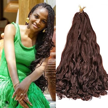 Amir Hair 8 packs French Curly Braiding Hair 20 Inch Loose Wave Braiding Hair Pre Stretched Synthetic Hair Extensions (4#) &hellip;