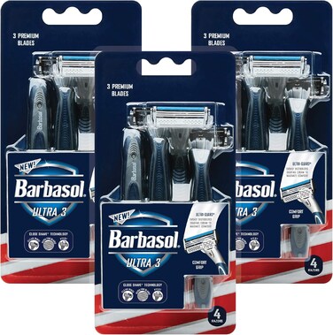 Barbasol Ultra 3 Premium Disposable Razor, 4 Count