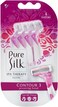Pure Silk Contour 3 Premium Disposable Razor, 4 Count