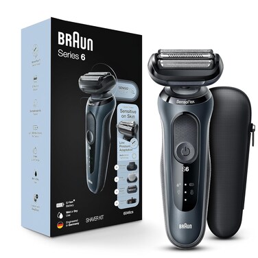 Braun Series 6 6046cs Electric Razor for Men, Wet &amp; Dry, Electric Razor, Rechargeable, Cordless Foil Shaver with Charging Stand, Travel Case and Precision Trimmer, Black