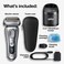 Braun Electric Razor for Men, Waterproof Foil Shaver, Series 9 9390cc, Wet &amp; Dry Shave, with Pop-Up Beard Trimmer for Grooming, Cleaning &amp; Charging SmartCare Center and Leather Travel Case, Silver