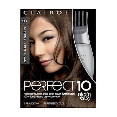 Clairol Nice&lsquo;n Easy Perfect 10 Permanent Hair Dye, 5G Medium Golden Brown Hair Color, Pack of 1