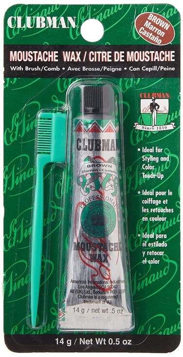 Clubman Pinaud Moustache Wax with Comb Applicator, For Styling &amp; Color Enhancement, Brown, 0.5 Oz (Pack of 3)